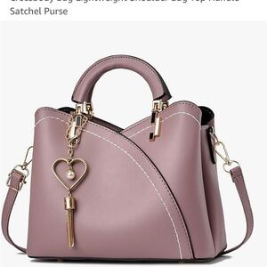 Pink and Gold Structured Satchel with Heart Charm